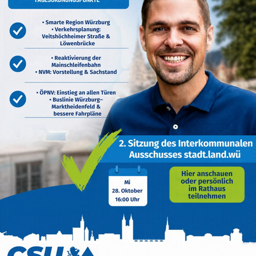 📢 2. Sitzung des Interkommunalen Ausschusses Stadt und Landkreis Würzburg🏛️ Wesentliche öffentliche...